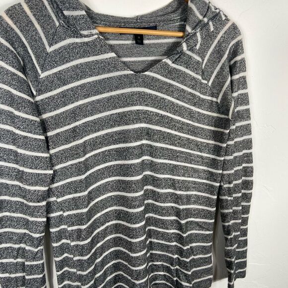 City Streets Gray and White Striped Hoodie - Picture 2 of 5